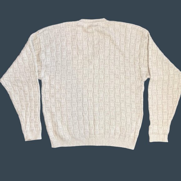 Blackhawk Hockey Sweater Mens Medium Beige Cotton Knit V Neck Gear Sports - Picture 9 of 9